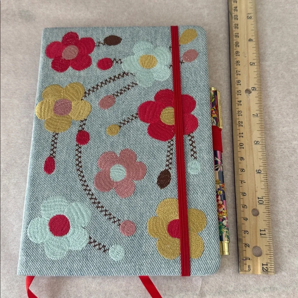 Johnny Was Floral‎ Embroidered Denim Notebook
